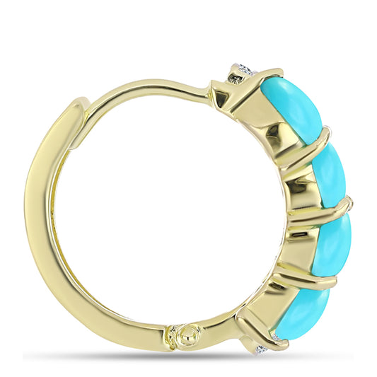 Pozlacené Stříbrné Náušnice s Tyrkysem Sleeping Beauty a Bílým Topazem