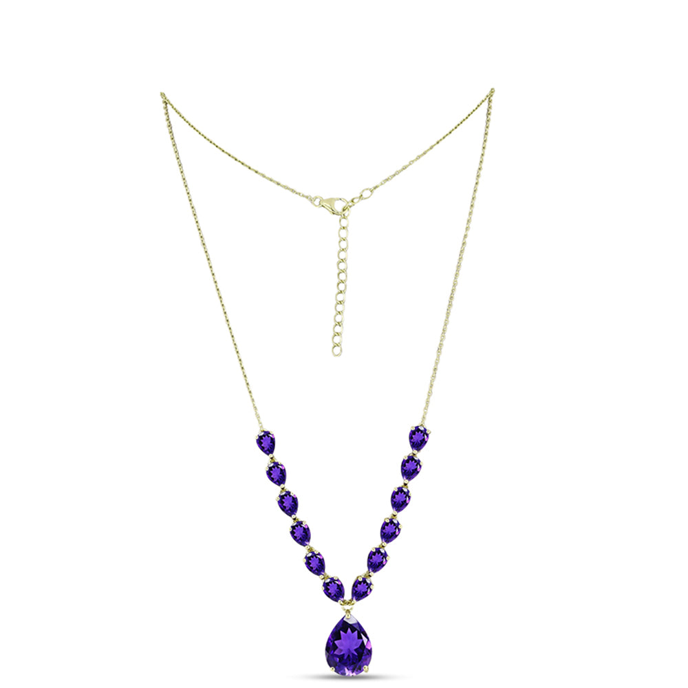Pozlacené Stříbro 925/1000 - Náhrdelník s Marockým Ametystem - Karátové číslo: 14.61. přibližná hmotnost: 9.94 gramů 1 