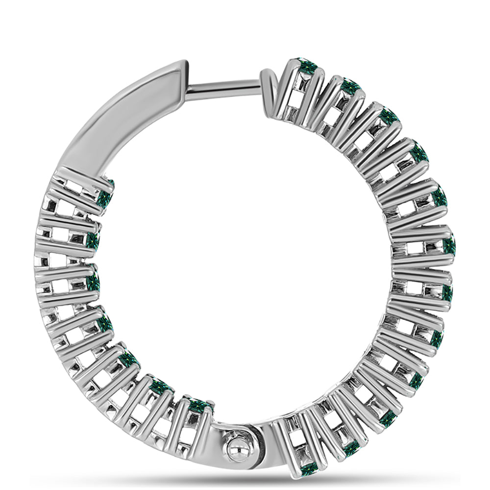 Stříbro 925/1000 Náušnice s Zelenkavý mořsky modrý Moissanitem - Karátové číslo: 1.21. přibližná hmotnost: 5.15 gramů 2 