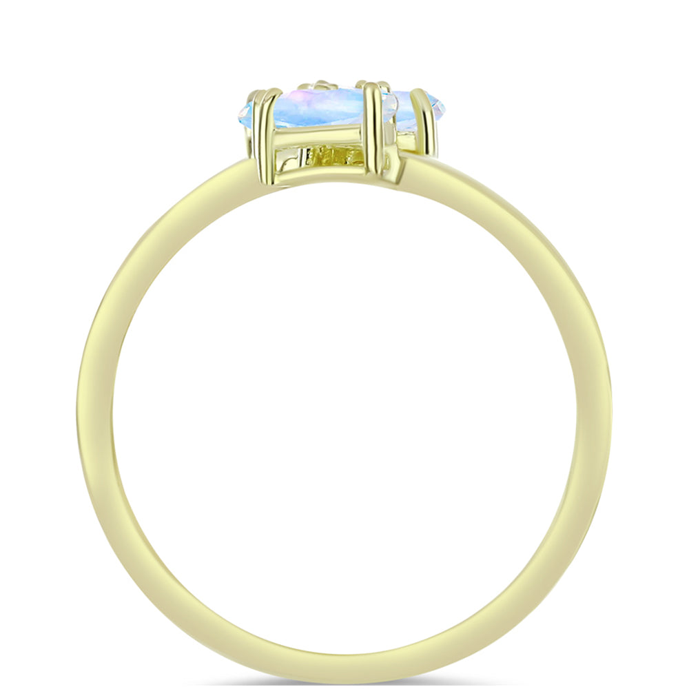 Pozlacené Stříbro 925/1000 - Prsten s Duhovým Měsíčním Kamenem - Karátové číslo: 1.08. přibližná hmotnost: 2.7 gramů 2 