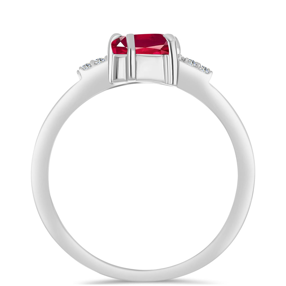 Stříbro 925/1000 - Prsten s Madagaskarským Rubínem a Bílým Topazem - Karátové číslo: 1.41. přibližná hmotnost: 2.8 gramů 2 
