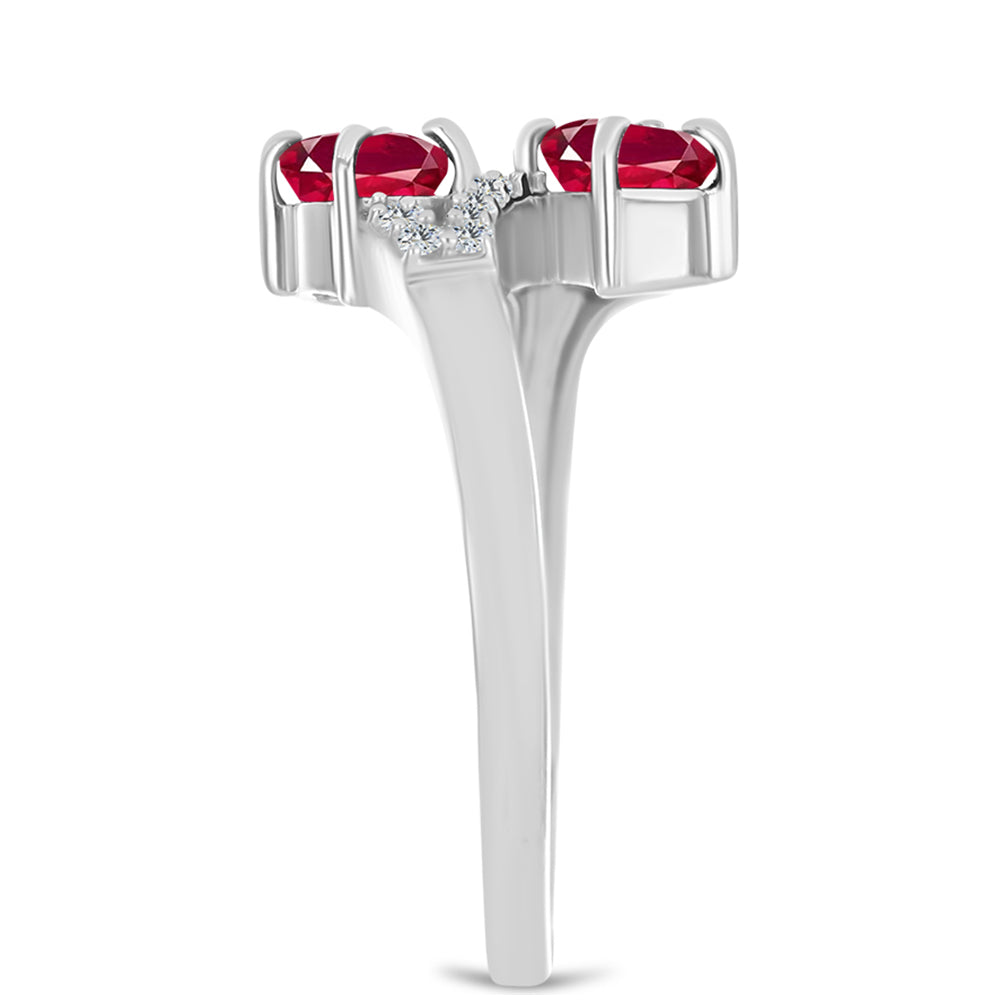 Stříbro 925/1000 - Prsten s Madagaskarským Rubínem a Bílým Topazem - Karátové číslo: 1.41. přibližná hmotnost: 2.8 gramů 4 