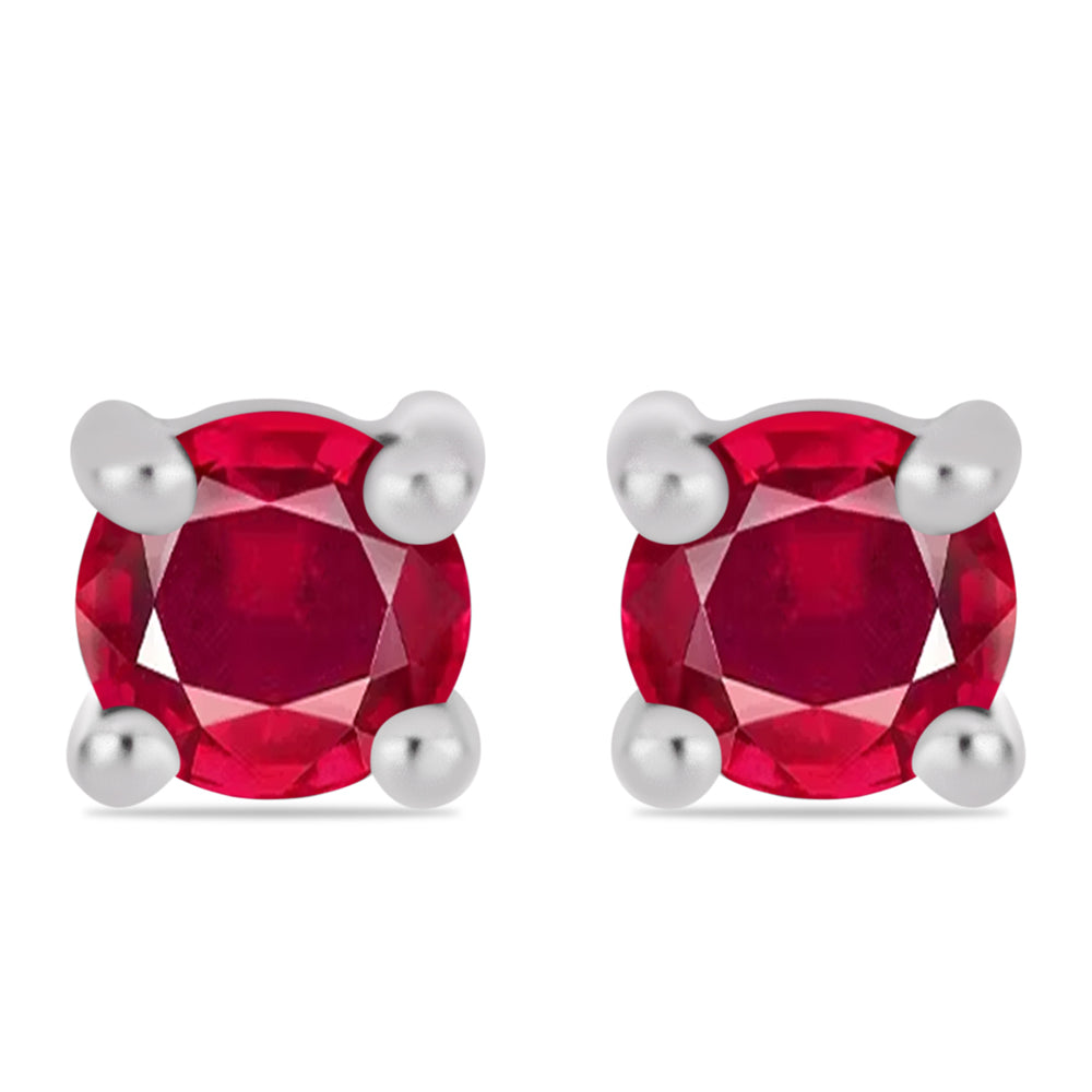 Stříbro 925/1000 - Náušnice s Madagaskarským Rubínem - Karátové číslo: 0.78. přibližná hmotnost: 0.91 gramů