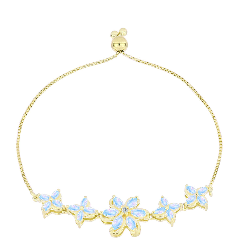 Pozlacený Stříbrný Náramek s Duhovým Měsíčním Kamenem 1 