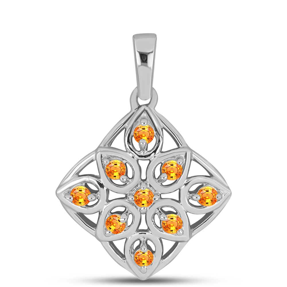 Stříbro 925/1000 Přívěsek s Padparadscha Safírem - Karátové číslo: 0.36. přibližná hmotnost: 2.08 gramů