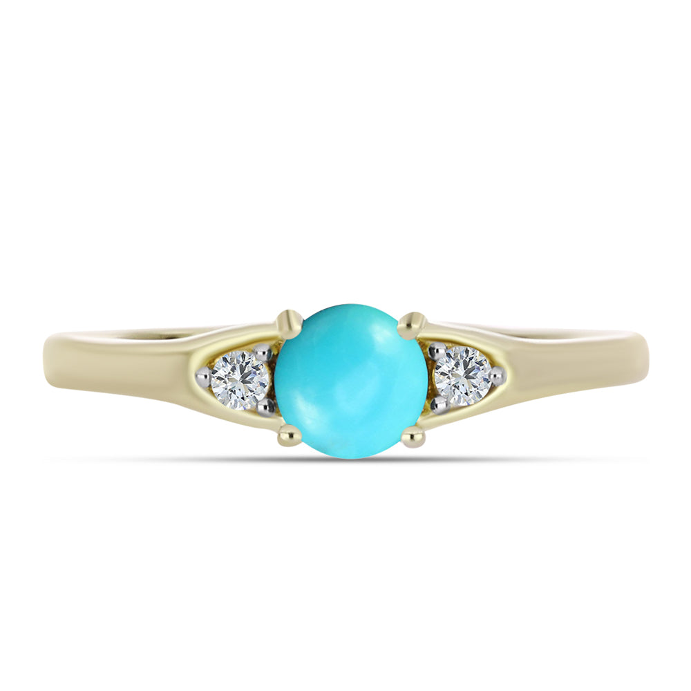 Pozlacené Stříbro 925/1000 - Prsten s Tyrkysem Sleeping Beauty a Bílým Topazem - Karátové číslo: 0.53. přibližná hmotnost: 2.06 gramů 1 