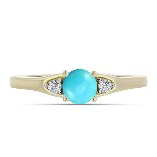 Pozlacený Stříbrný Prsten s Tyrkysem Sleeping Beauty a Bílým Topazem