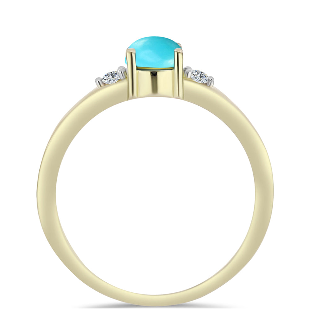 Pozlacené Stříbro 925/1000 - Prsten s Tyrkysem Sleeping Beauty a Bílým Topazem - Karátové číslo: 0.53. přibližná hmotnost: 2.06 gramů