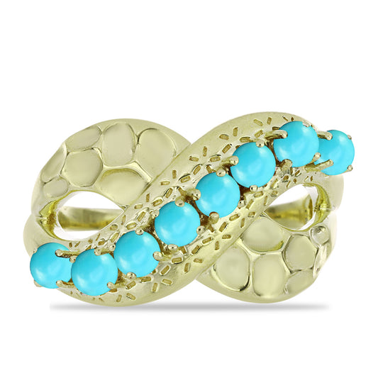 Pozlacený Stříbrný Prsten s Tyrkysem Sleeping Beauty