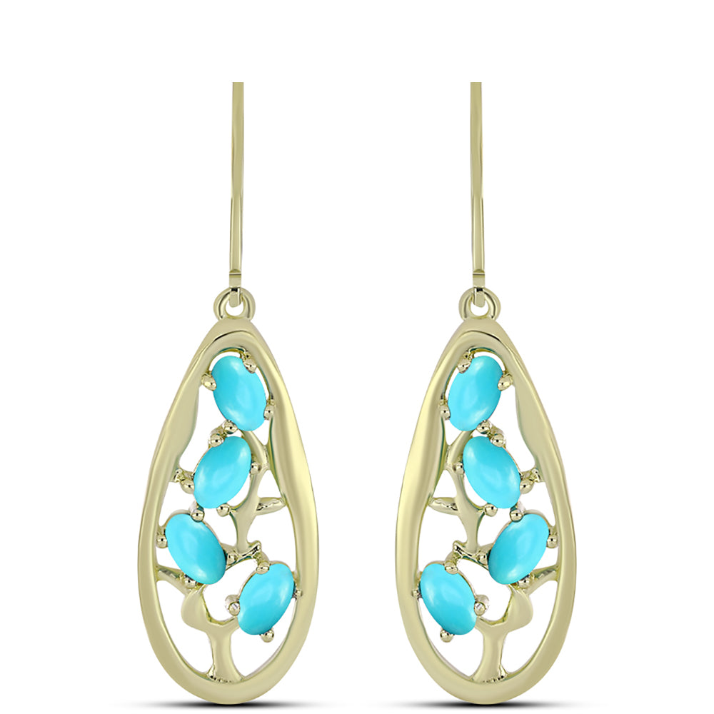 Pozlacené Stříbrné Náušnice s Tyrkysem Sleeping Beauty 1 