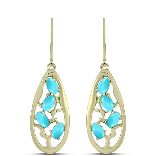 Pozlacené Stříbrné Náušnice s Tyrkysem Sleeping Beauty