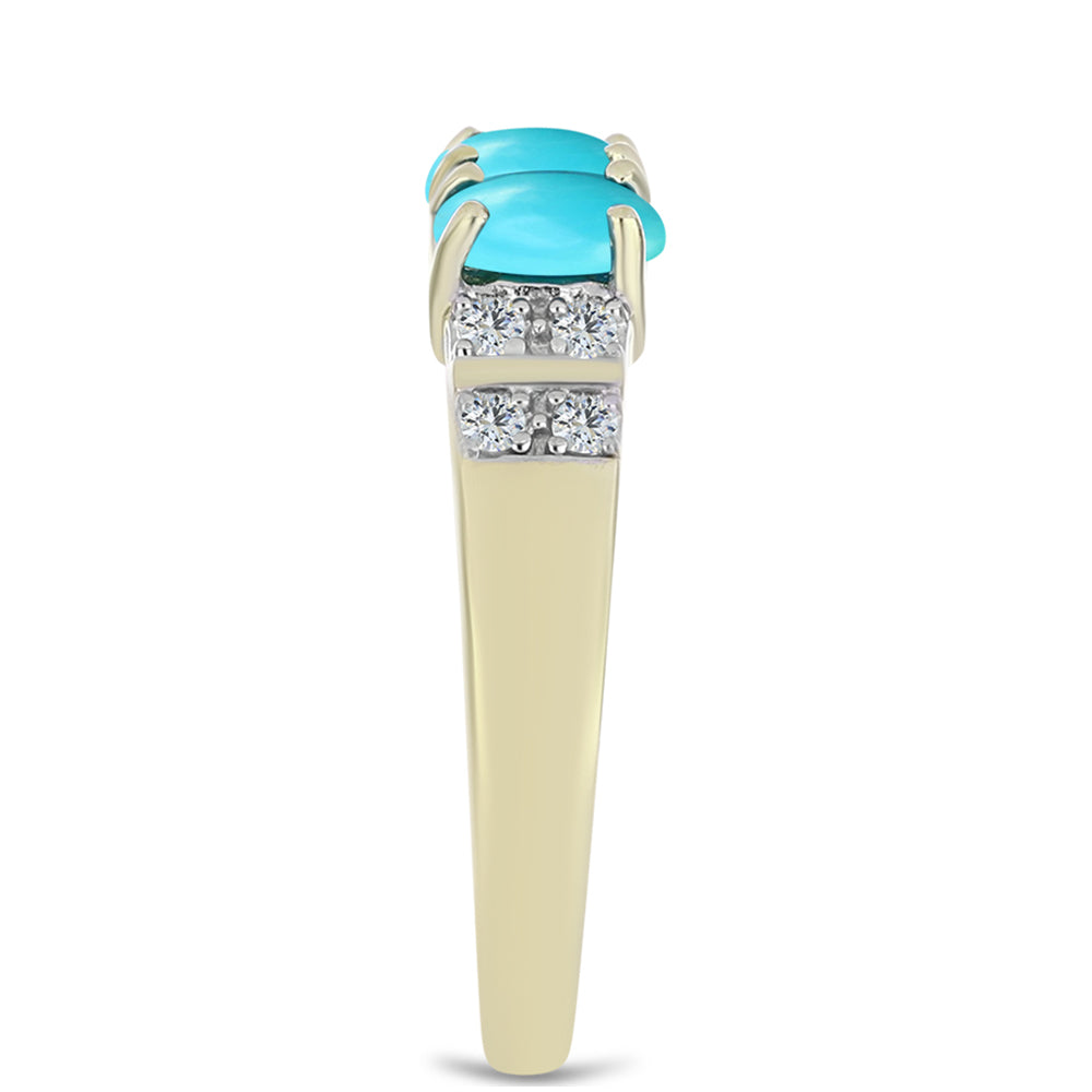 Pozlacené stříbro 925/1000 Prsten s Tyrkysem Sleeping Beauty a Bílým Topazem - Karátové číslo: 0.65. přibližná hmotnost: 2.66 gramů 4 