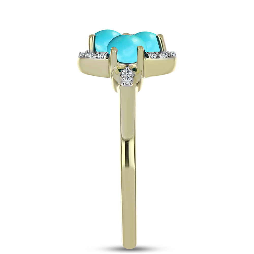 Pozlacené Stříbro 925/1000 - Prsten s Tyrkysem Sleeping Beauty a Bílým Topazem - Karátové číslo: 1.38. přibližná hmotnost: 2.62 gramů 4 