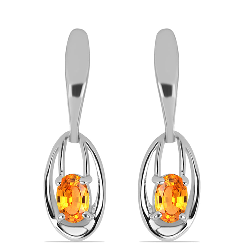 Stříbrné Náušnice s Padparadscha Safírem