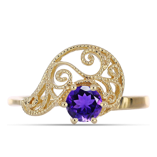 Pozlacený Stříbrný Prsten s Marockým Ametystem
