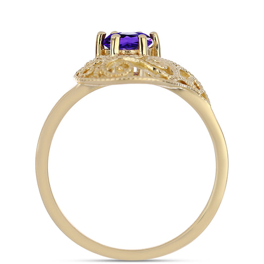 Pozlacený Stříbrný Prsten s Marockým Ametystem