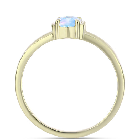 Pozlacený Stříbrný Prsten s Duhovým Měsíčním Kamenem