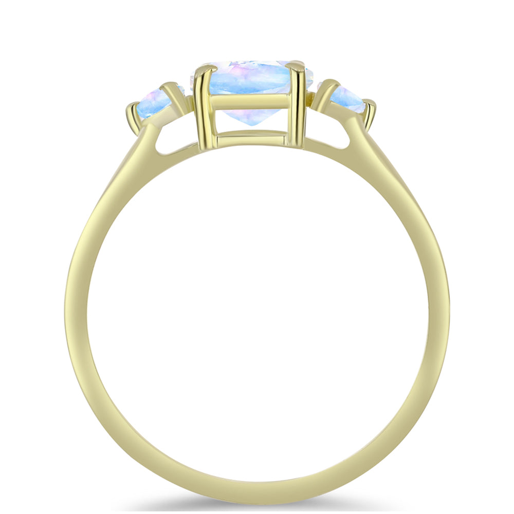 Pozlacený Stříbrný Prsten s Duhovým Měsíčním Kamenem