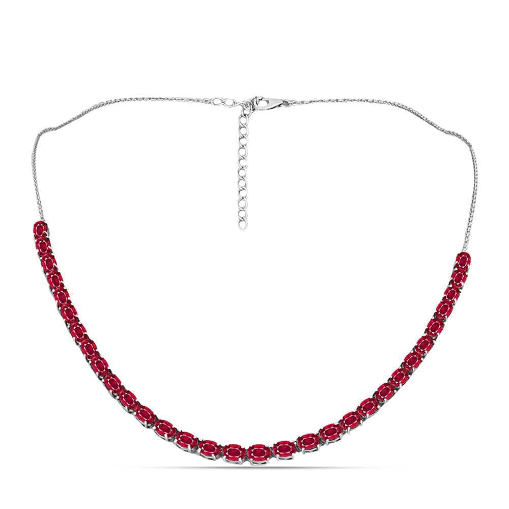 Stříbro 925/1000 - Náhrdelník s Madagaskarským Rubínem - Karátové číslo: 19.51. přibližná hmotnost: 13.53 gramů 1 