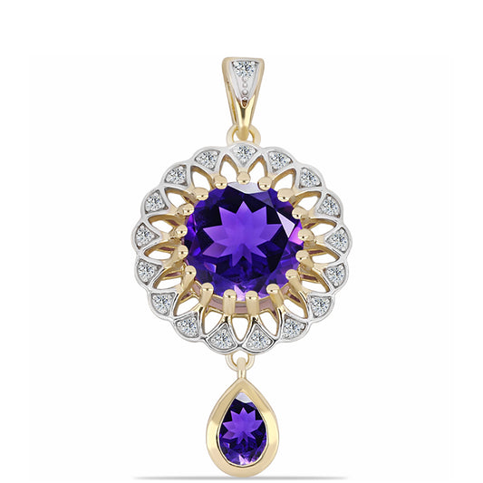 Pozlacený Stříbrný Přívěsek s Marockým Ametystem a Bílým Topazem