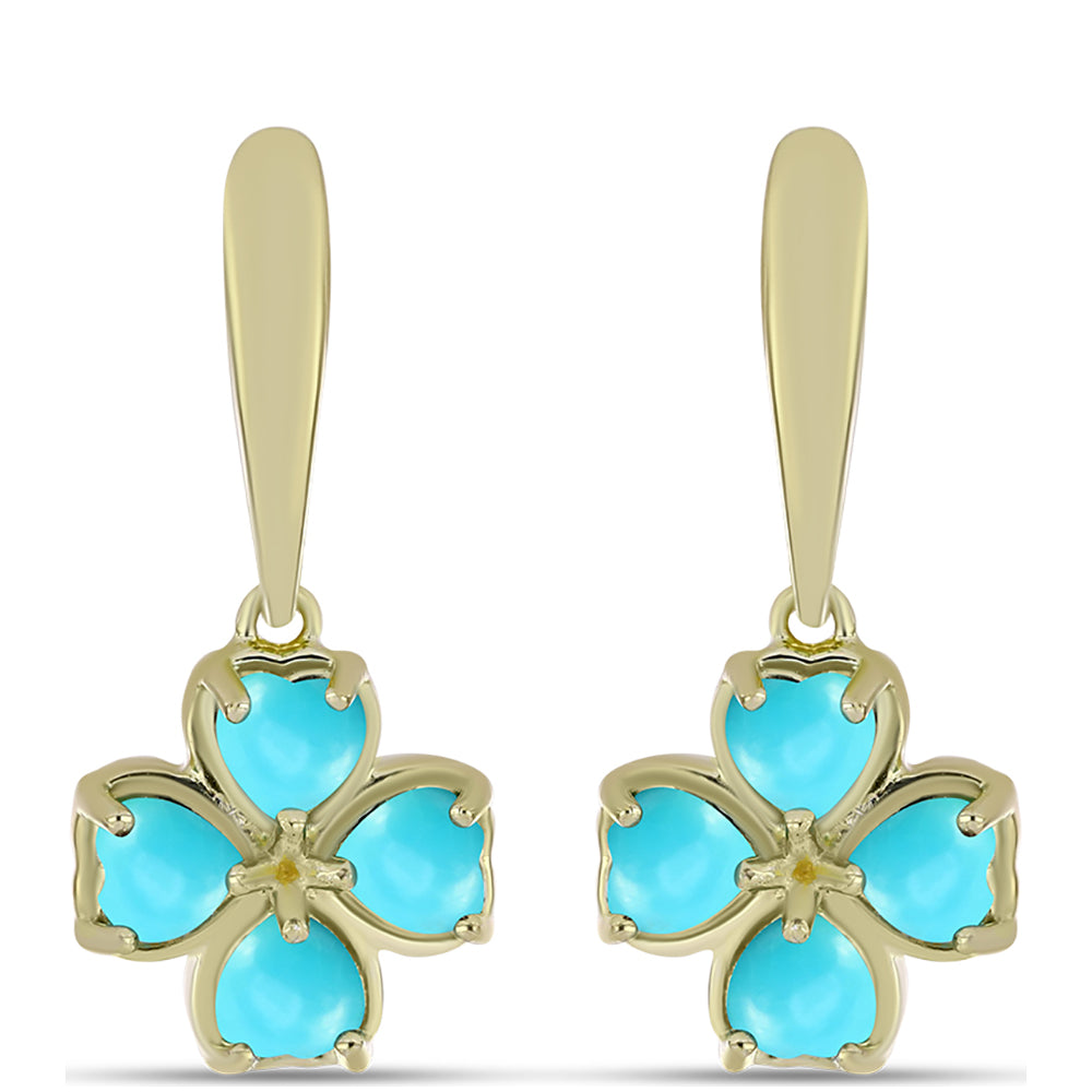 Pozlacené Stříbro 925/1000 - Náušnice s Tyrkysem Sleeping Beauty - Karátové číslo: 2.05. přibližná hmotnost: 4.45 gramů 1 