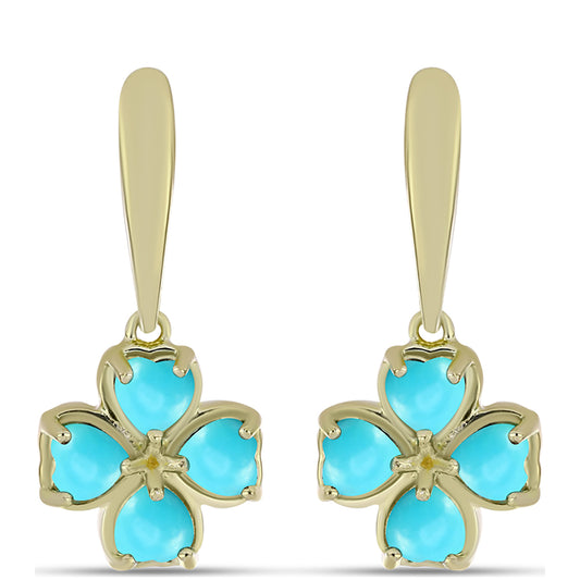 Pozlacené Stříbro 925/1000 - Náušnice s Tyrkysem Sleeping Beauty - Karátové číslo: 2.05. přibližná hmotnost: 4.45 gramů