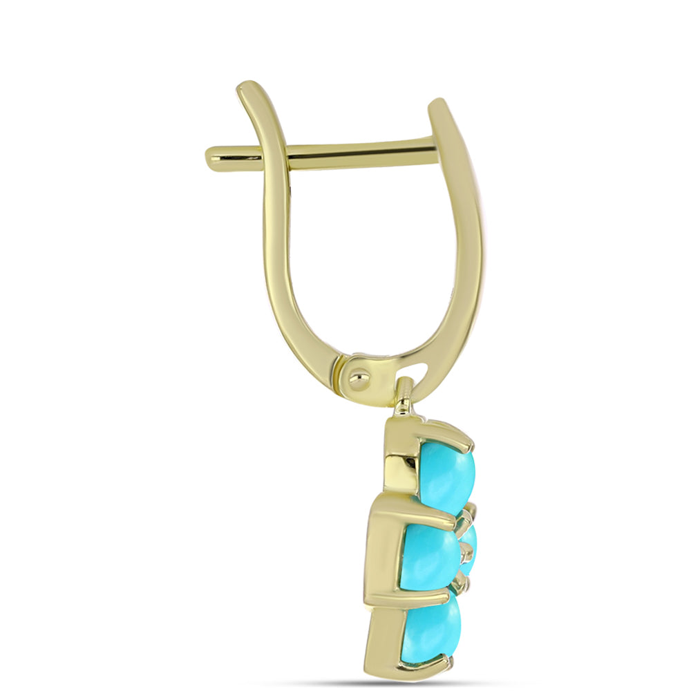 Pozlacené Stříbro 925/1000 - Náušnice s Tyrkysem Sleeping Beauty - Karátové číslo: 2.05. přibližná hmotnost: 4.45 gramů 2 