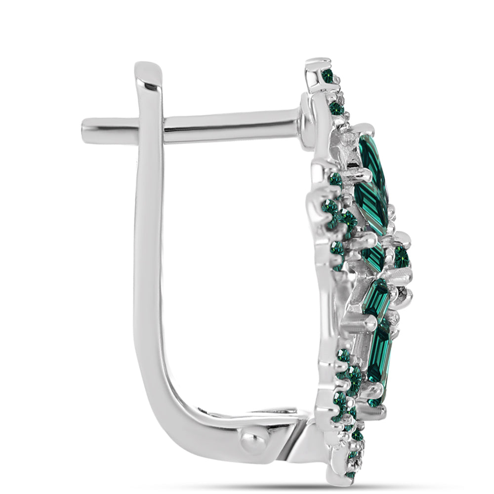 Stříbro 925/1000 Náušnice s Zelenkavý mořsky modrý Moissanitem - Karátové číslo: 1.78. přibližná hmotnost: 4.9 gramů 2 