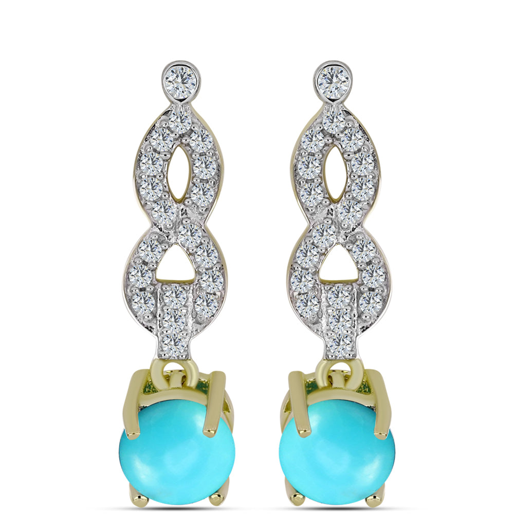 Pozlacené Stříbrné Náušnice s Tyrkysem Sleeping Beauty a Bílým Topazem 1 