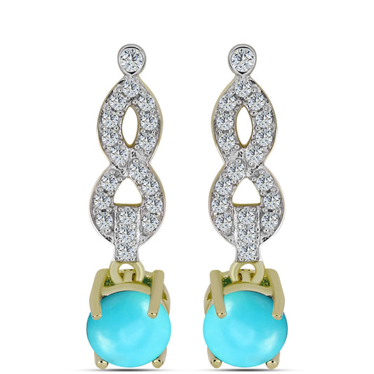Pozlacené Stříbrné Náušnice s Tyrkysem Sleeping Beauty a Bílým Topazem