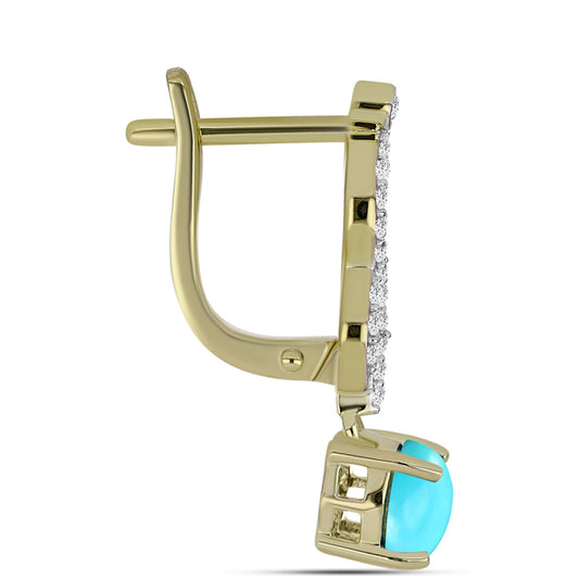 Pozlacené Stříbrné Náušnice s Tyrkysem Sleeping Beauty a Bílým Topazem