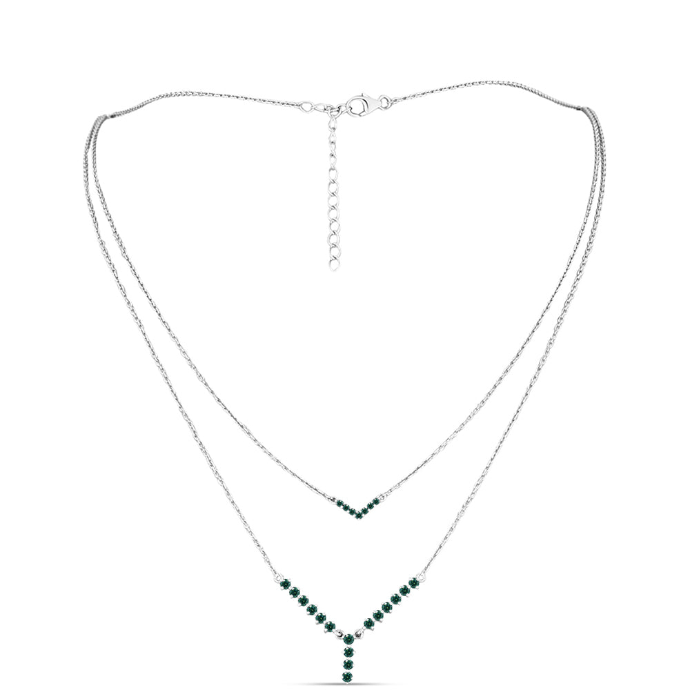 Stříbro 925/1000 - Náhrdelník s Zelenkavý mořsky modrý Moissanitem - Karátové číslo: 0.61. přibližná hmotnost: 5.17 gramů 1 