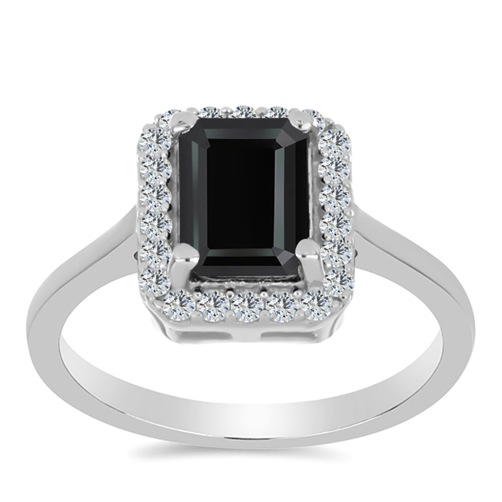 Stříbro 925/1000 - Prsten s Obsidiánem a Bílým Topazem - Karátové číslo: 0.99. přibližná hmotnost: 2.65 gramů 3 