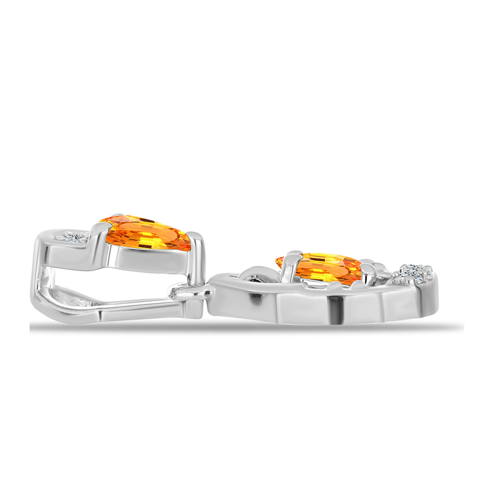 Stříbro 925/1000 - Přívěsek s Padparadscha Safírem a Bílým Topazem - Karátové číslo: 0.55. přibližná hmotnost: 1.13 gramů 2 