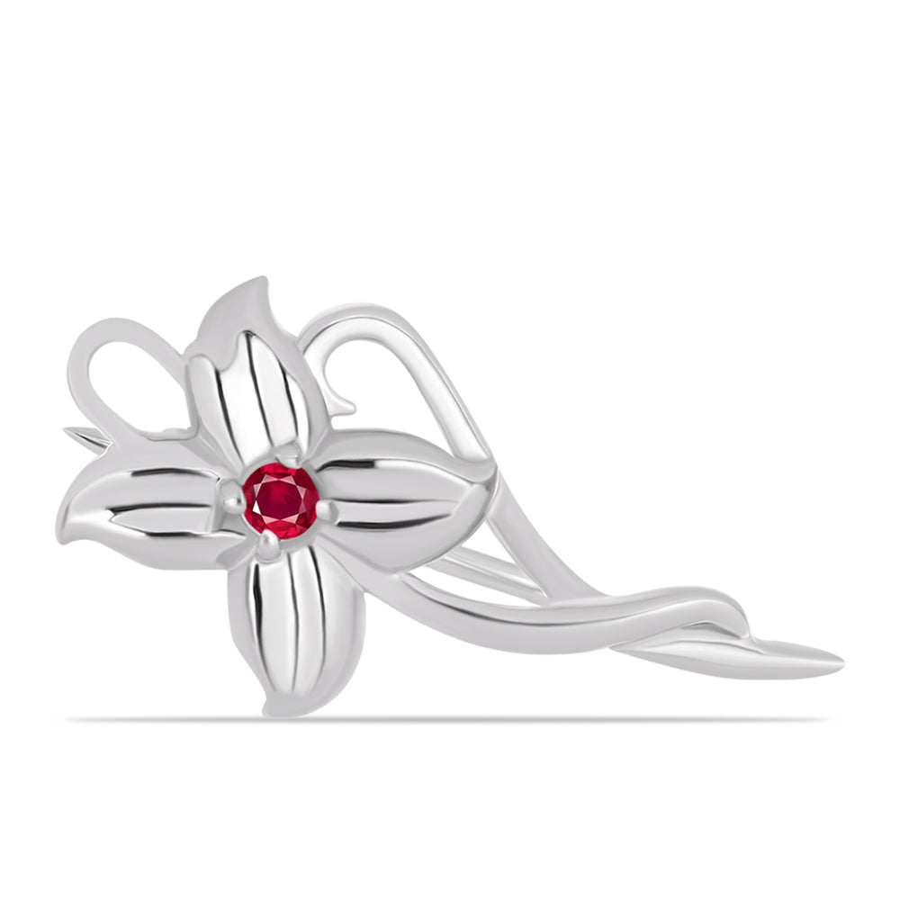 Stříbro 925/1000 - Brož s Madagaskarským Rubínem - Karátové číslo: 0.06. přibližná hmotnost: 1.4 gramů 1 