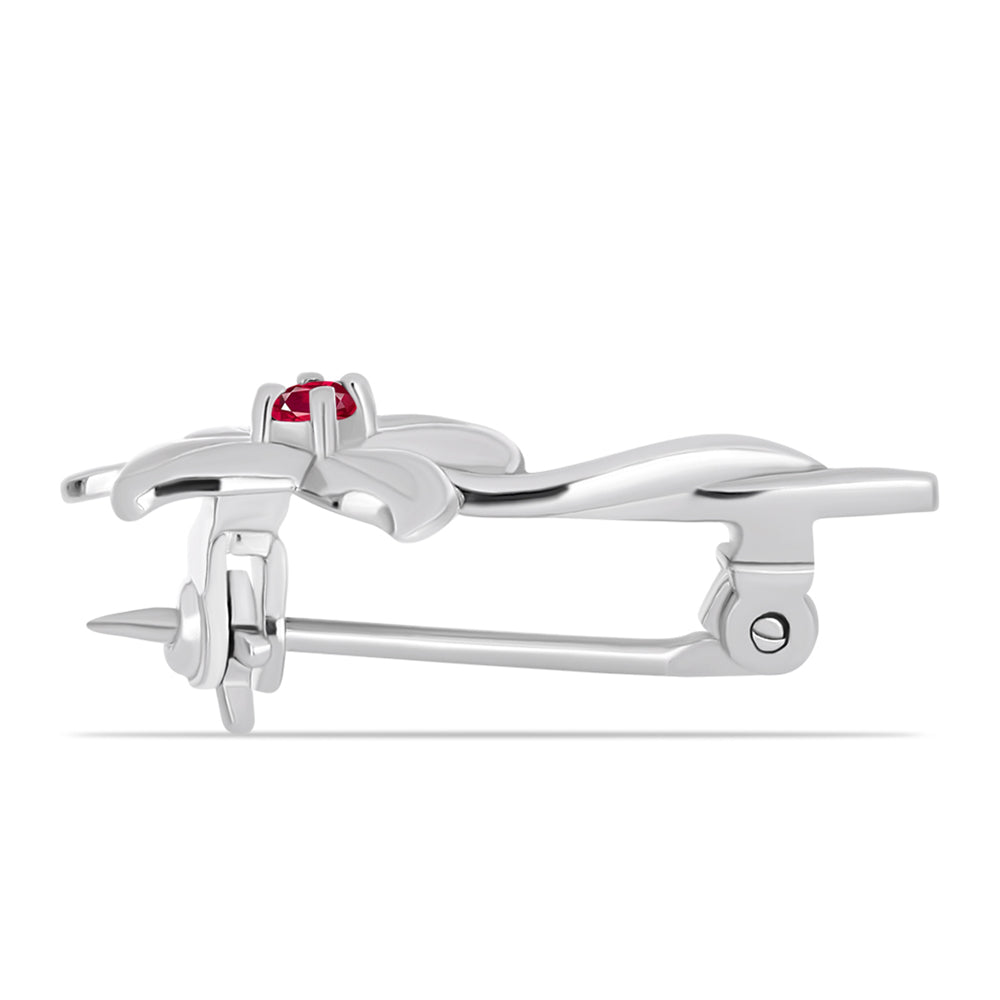 Stříbro 925/1000 - Brož s Madagaskarským Rubínem - Karátové číslo: 0.06. přibližná hmotnost: 1.4 gramů 2 