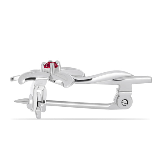 Stříbro 925/1000 - Brož s Madagaskarským Rubínem - Karátové číslo: 0.06. přibližná hmotnost: 1.4 gramů