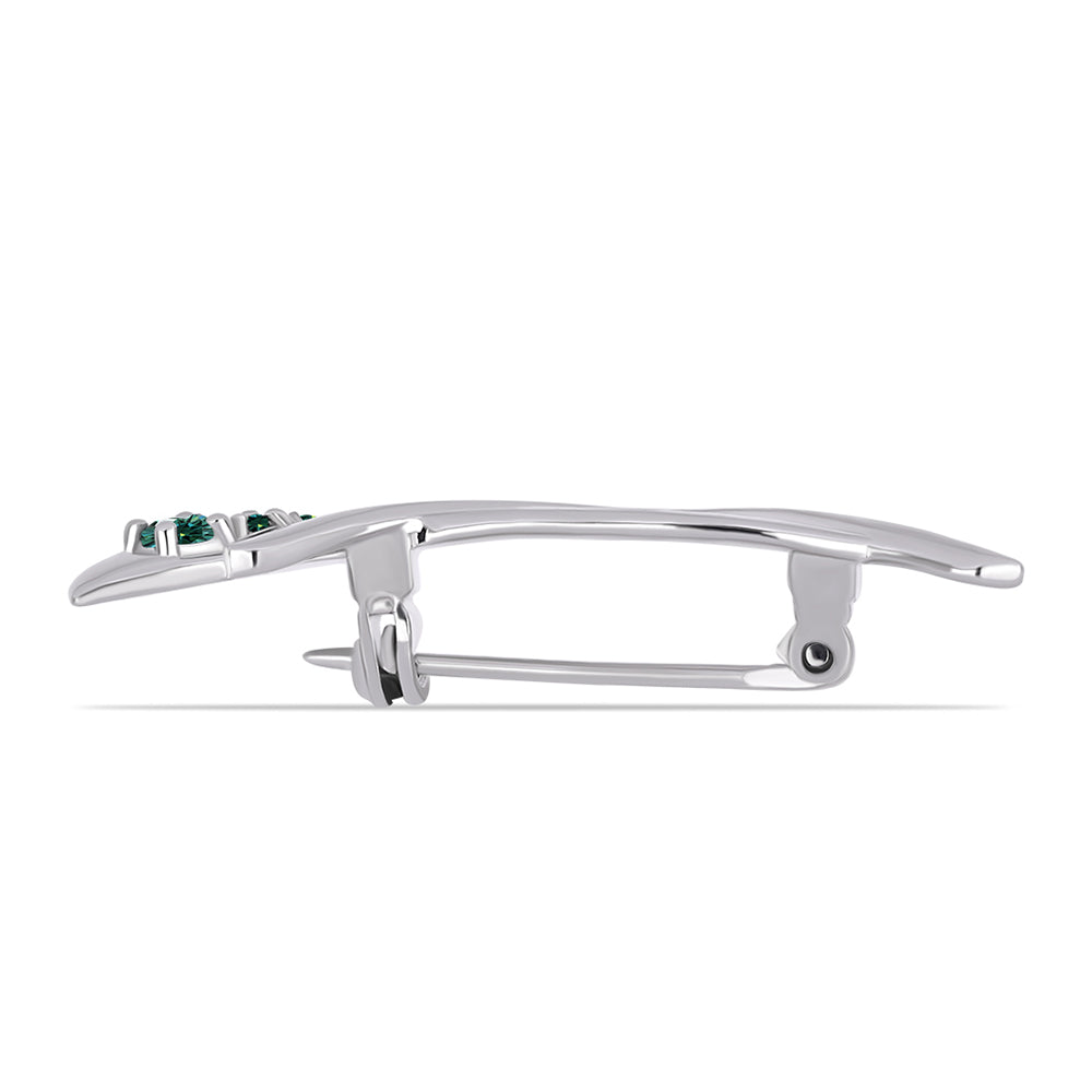 Stříbro 925/1000 - Brož s Zelenkavý mořsky modrý Moissanitem - Karátové číslo: 0.15. přibližná hmotnost: 2.74 gramů 2 