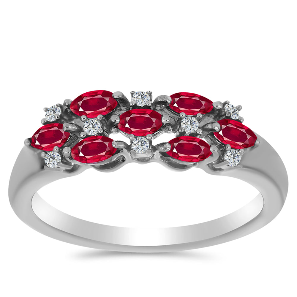 Stříbro 925/1000 - Prsten s Madagaskarským Rubínem a Bílým Topazem - Karátové číslo: 0.88. přibližná hmotnost: 2.54 gramů 3 