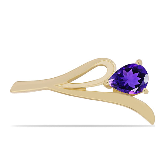 Pozlacené Stříbro 925/1000 - Brož s Marockým Ametystem - Karátové číslo: 0.98. přibližná hmotnost: 2.57 gramů