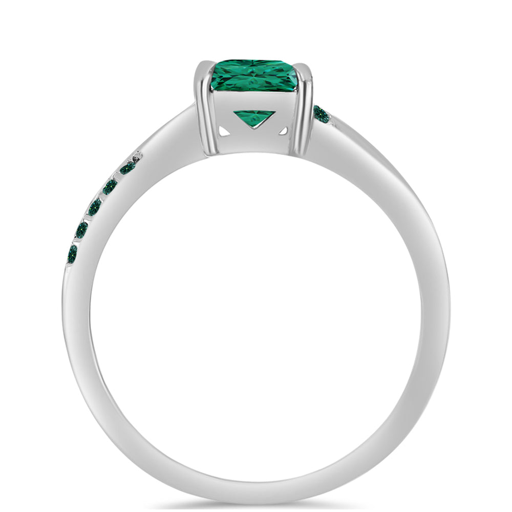 Stříbro 925/1000 - Prsten s Zelenkavý mořsky modrý Moissanitem - Karátové číslo: 0.77. přibližná hmotnost: 2.58 gramů