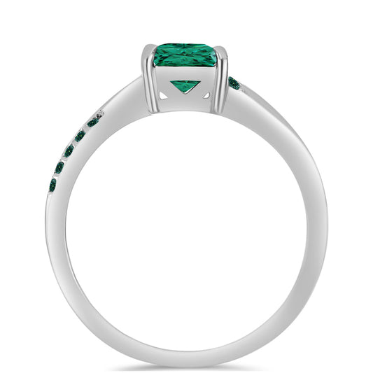 Stříbro 925/1000 - Prsten s Zelenkavý mořsky modrý Moissanitem - Karátové číslo: 0.77. přibližná hmotnost: 2.58 gramů