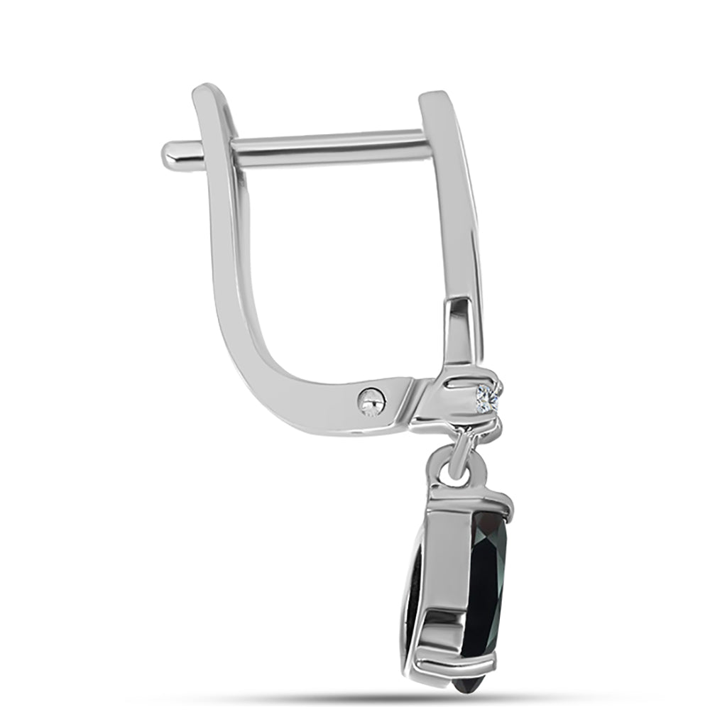 Stříbro 925/1000 Náušnice s Obsidiánem a Bílým Topazem - Karátové číslo: 1.14. přibližná hmotnost: 3.08 gramů 2 