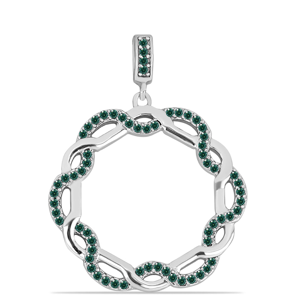 Stříbro 925/1000 Přívěsek s Zelenkavý mořsky modrý Moissanitem - Karátové číslo: 0.51. přibližná hmotnost: 3.6 gramů