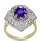 Pozlacené Stříbro 925/1000 - Prsten s Marockým Ametystem a Bílým Topazem - Karátové číslo: 2.98. přibližná hmotnost: 5.25 gramů