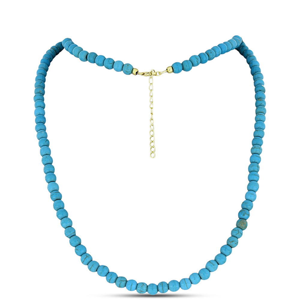 Pozlacené Stříbro 925/1000 - Náhrdelník s Tyrkysem Sleeping Beauty - Karátové číslo: 105.1. přibližná hmotnost: 22.02 gramů