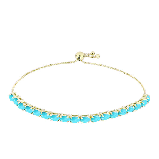 Pozlacené stříbro 925/1000 Náramek s Tyrkysem Sleeping Beauty - Karátové číslo: 3.87. přibližná hmotnost: 6.81 gramů