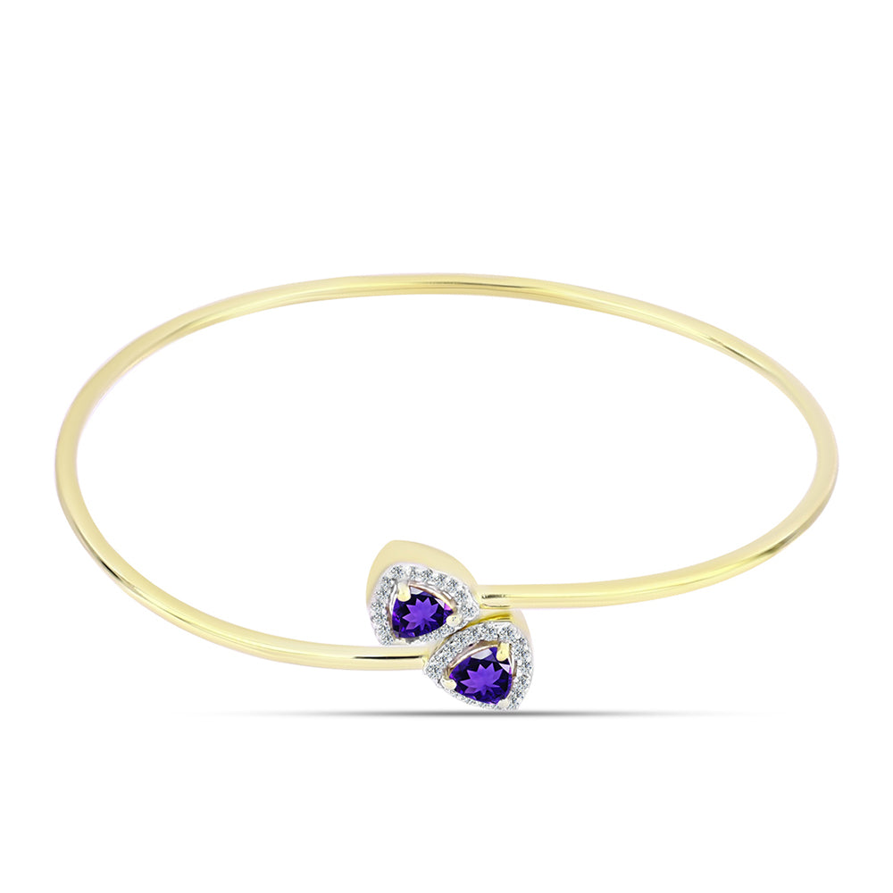 Pozlacené Stříbro 925/1000 - Náramek s Marockým Ametystem a Bílým Topazem - Karátové číslo: 1.06. přibližná hmotnost: 5.17 gramů 1 