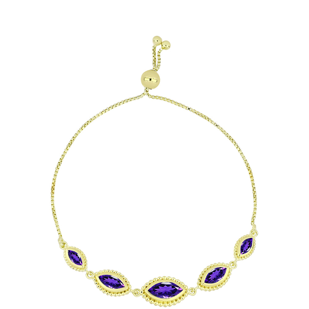 Pozlacené stříbro 925/1000 Náramek s Marockým Ametystem - Karátové číslo: 2.45. přibližná hmotnost: 6.34 gramů