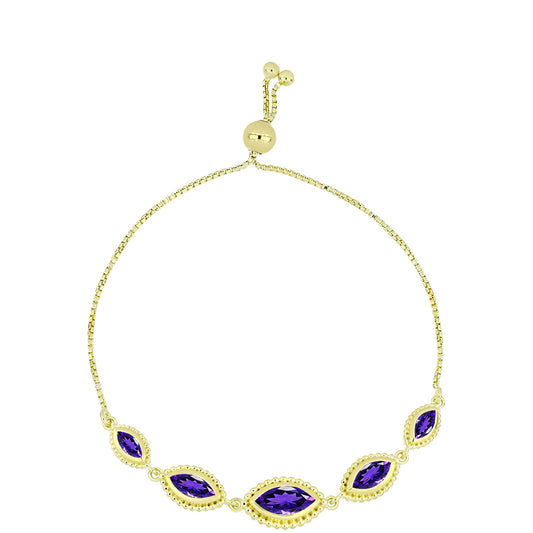 Pozlacené stříbro 925/1000 Náramek s Marockým Ametystem - Karátové číslo: 2.45. přibližná hmotnost: 6.34 gramů